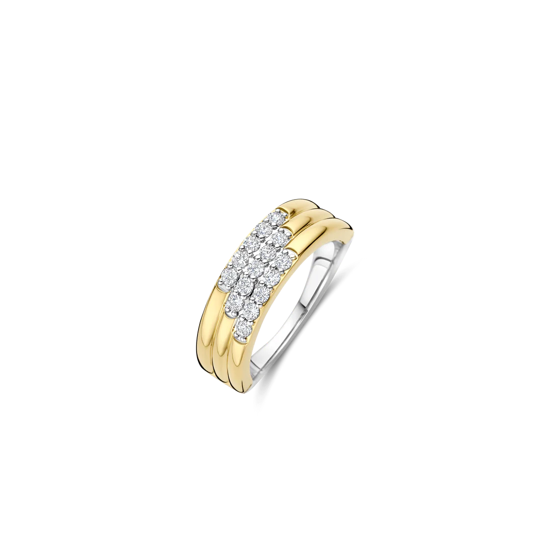 Bague TI SENTO - Argent Bicolore Doré, Zircons (12411ZY)