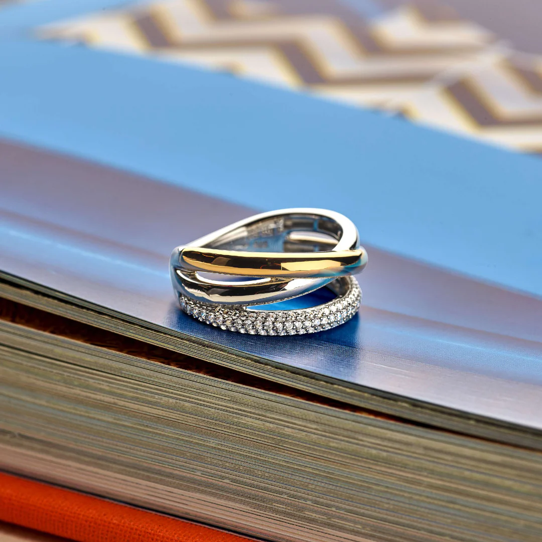 Bague TI SENTO - Argent Bicolore Doré, Zircons (12422ZY)