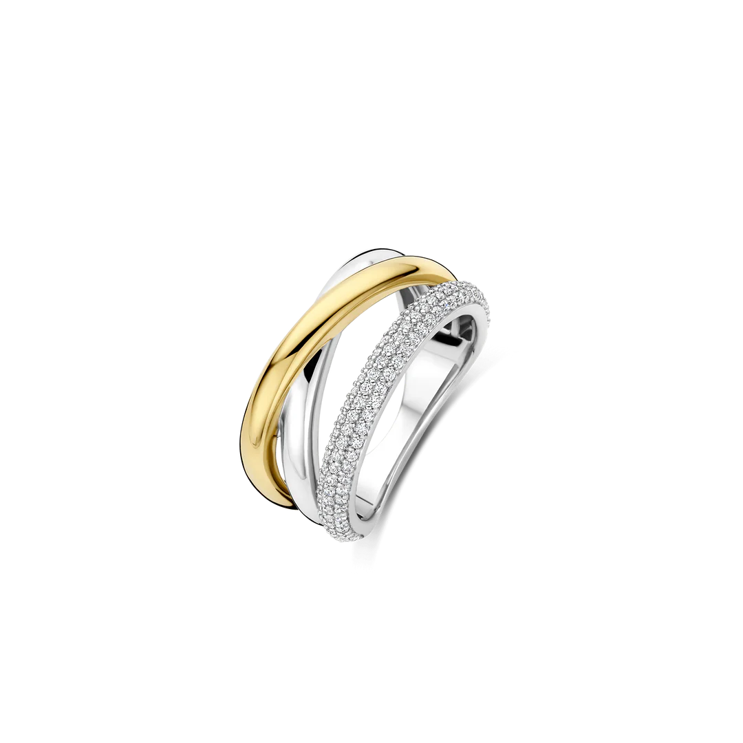 Bague TI SENTO - Argent Bicolore Doré, Zircons (12422ZY)