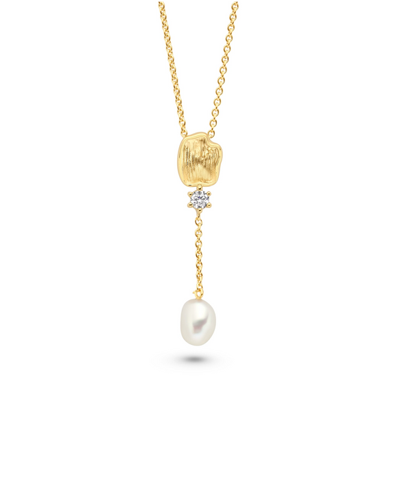 Collier FJF - Icon Octagon, Plaqué or, Perle et Zircons (FJF0010029Y)