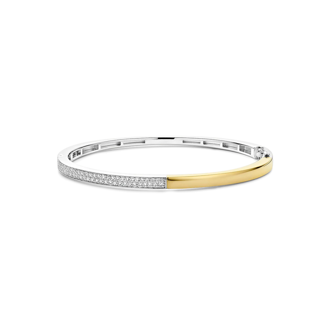 Bracelet Rigide TI SENTO - Argent bicolore doré, Zircons (23091ZY)