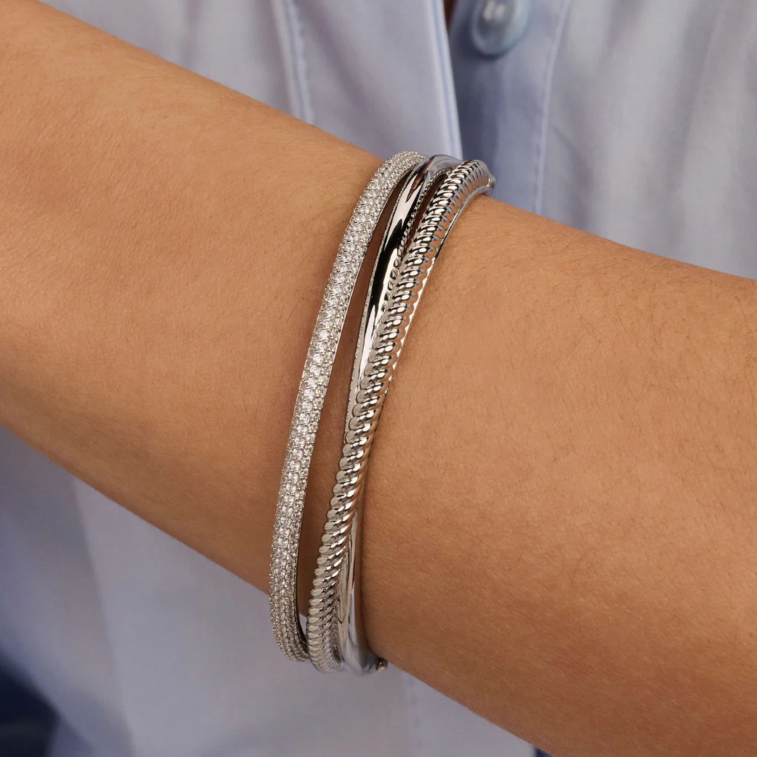 Bracelet rigide TI SENTO - Argent, zircons (2309ZI)