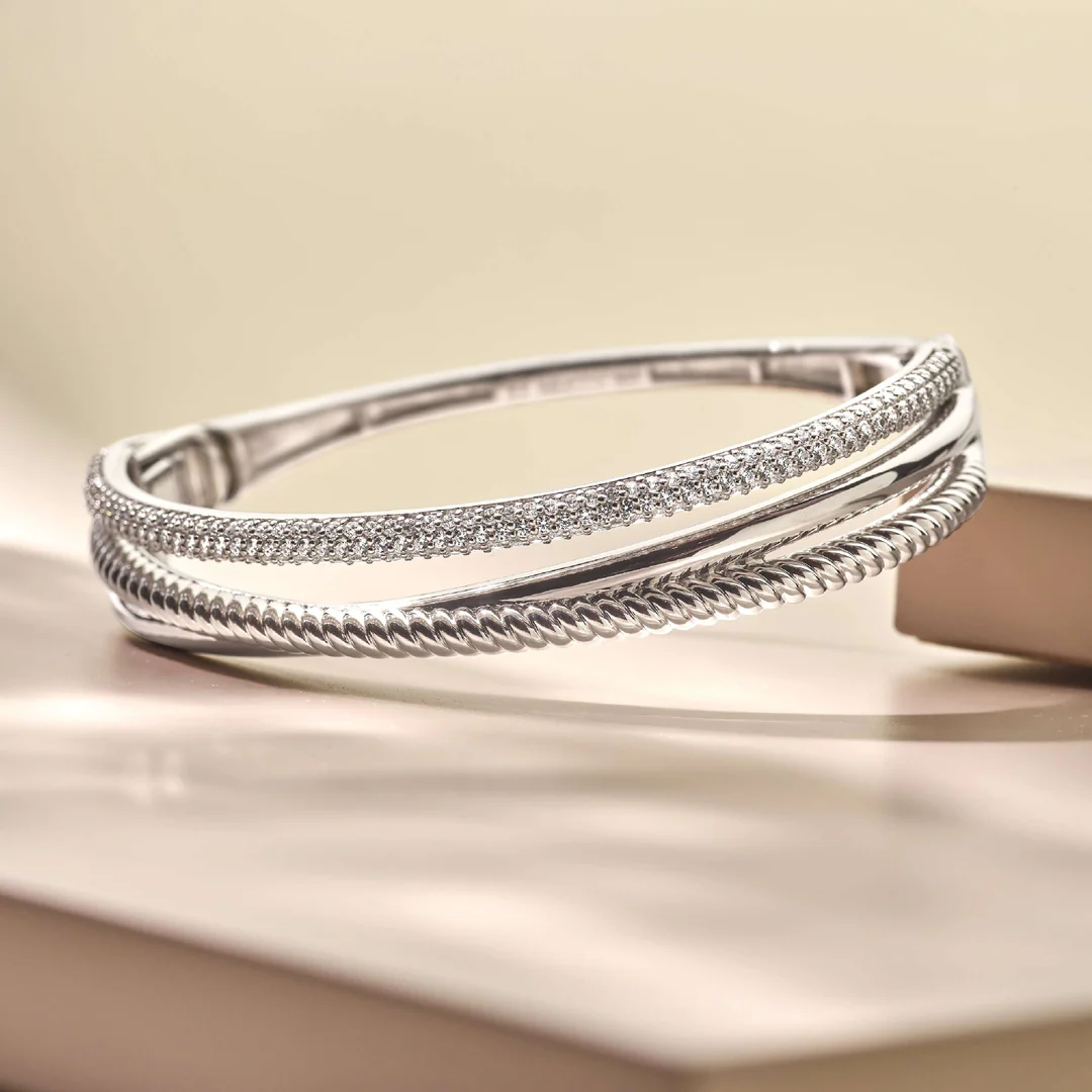 Bracelet rigide TI SENTO - Argent, zircons (2309ZI)
