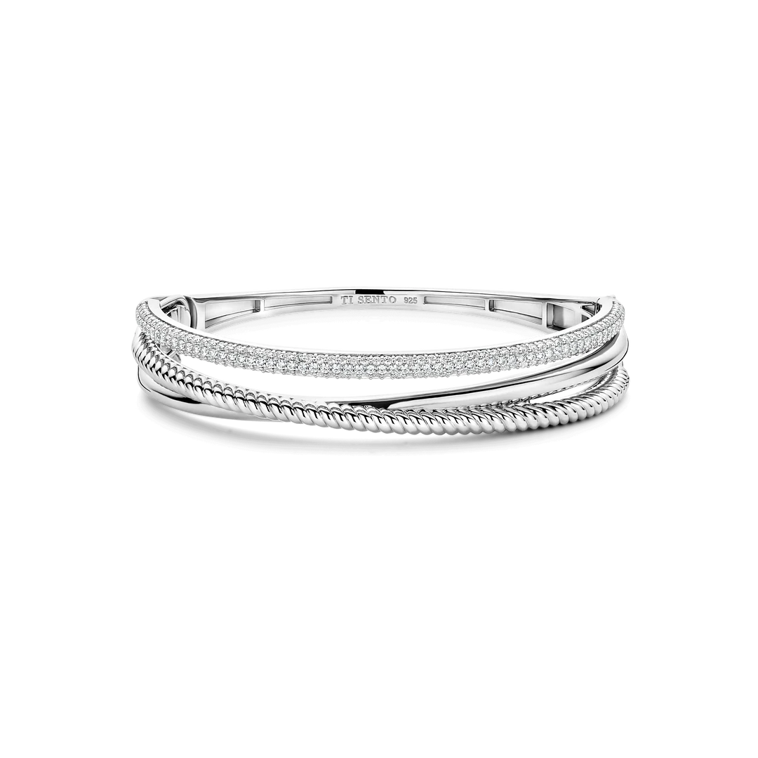 Bracelet rigide TI SENTO - Argent, zircons (2309ZI)