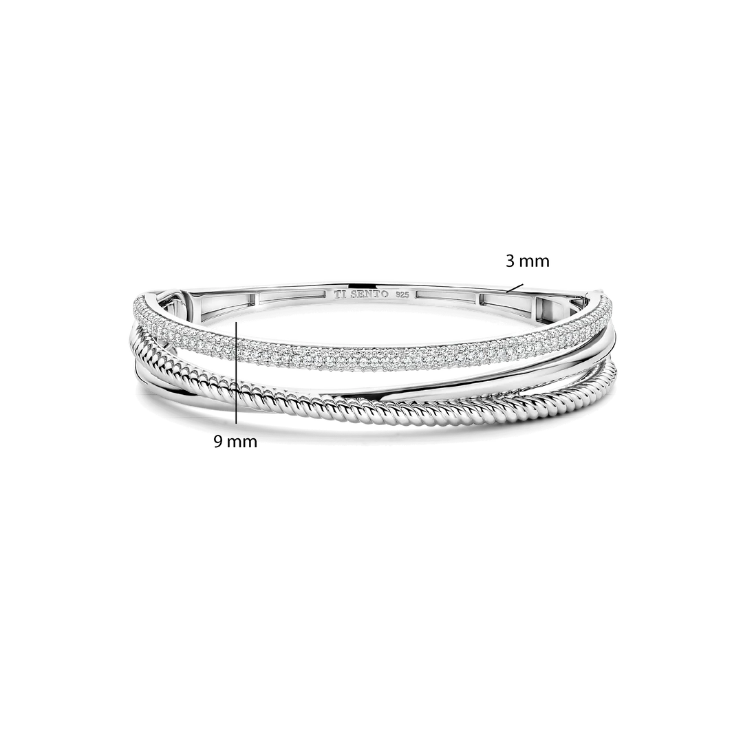 Bracelet rigide TI SENTO - Argent, zircons (2309ZI)