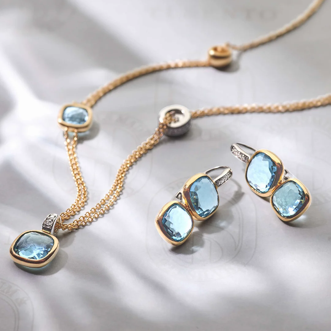 Collier TI SENTO - Argent Bicolore, Zircon Bleu (34122TY/50)