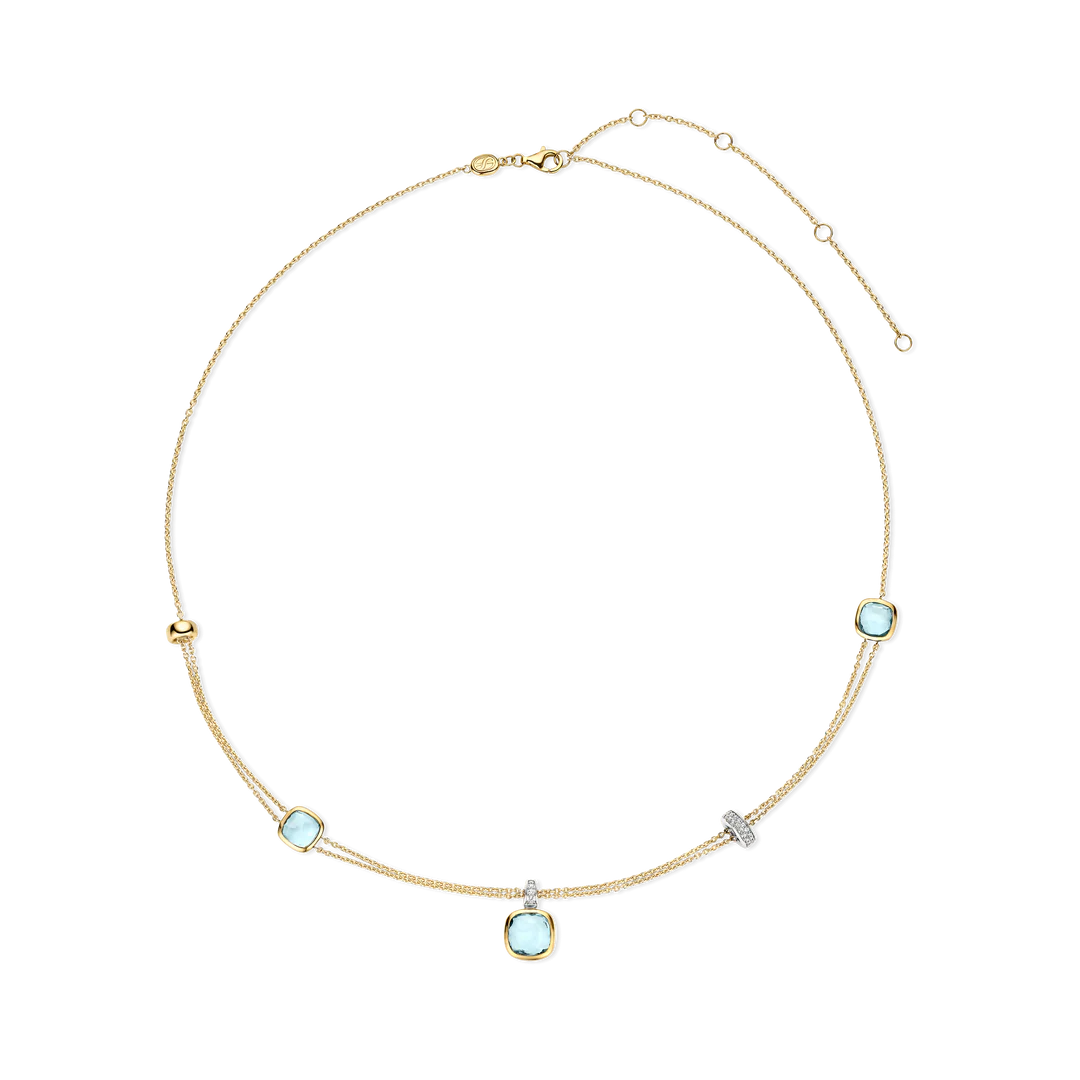 Collier TI SENTO - Argent Bicolore, Zircon Bleu (34122TY/50)