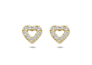 Blush - Boucles d'oreilles Cœurs - Or Jaune 14k, Zircon (7299YZI)