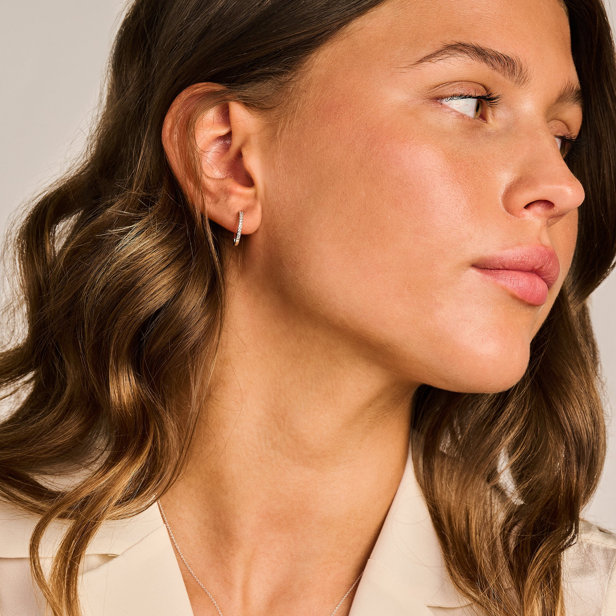 Blush - Boucles d'oreilles créoles - Or Blanc 14k, Zircons (7309WZI)