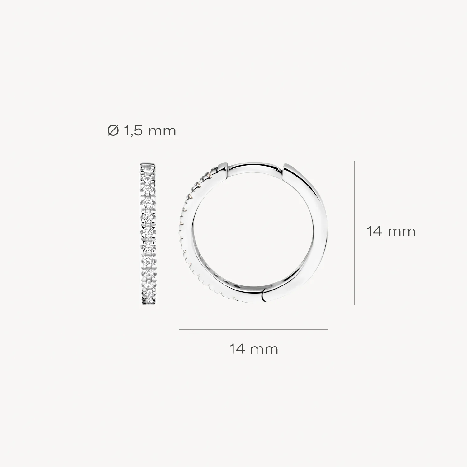 Blush - Boucles d'oreilles créoles - Or Blanc 14k, Zircons (7309WZI)