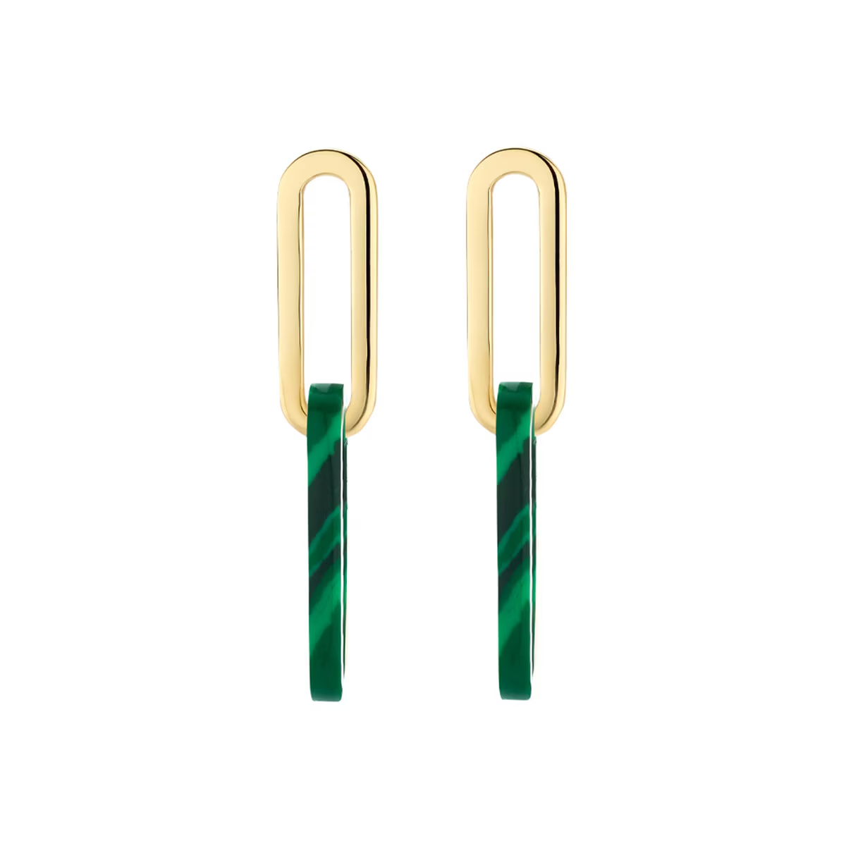 Blush - Boucles d'oreilles - Or Jaune 14k, Malachite (7394YMA)
