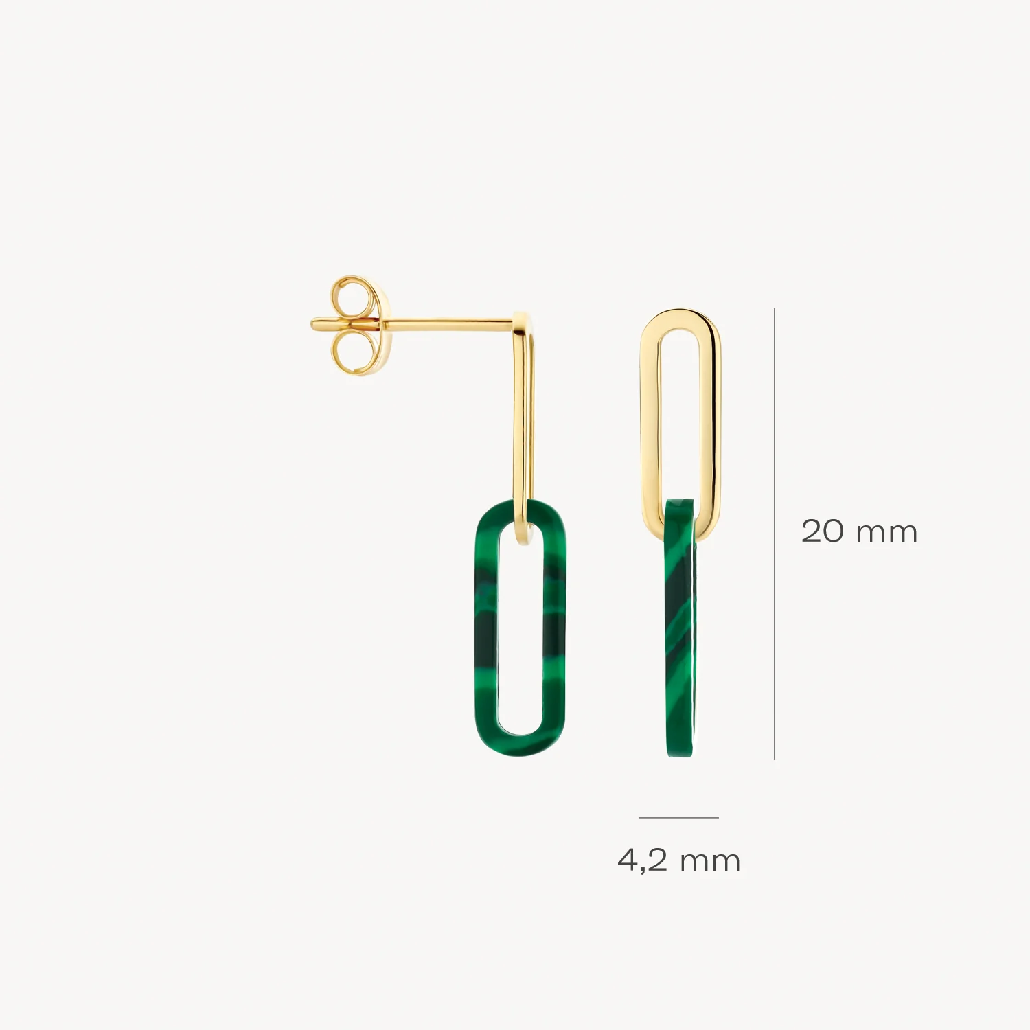 Blush - Boucles d'oreilles - Or Jaune 14k, Malachite (7394YMA)