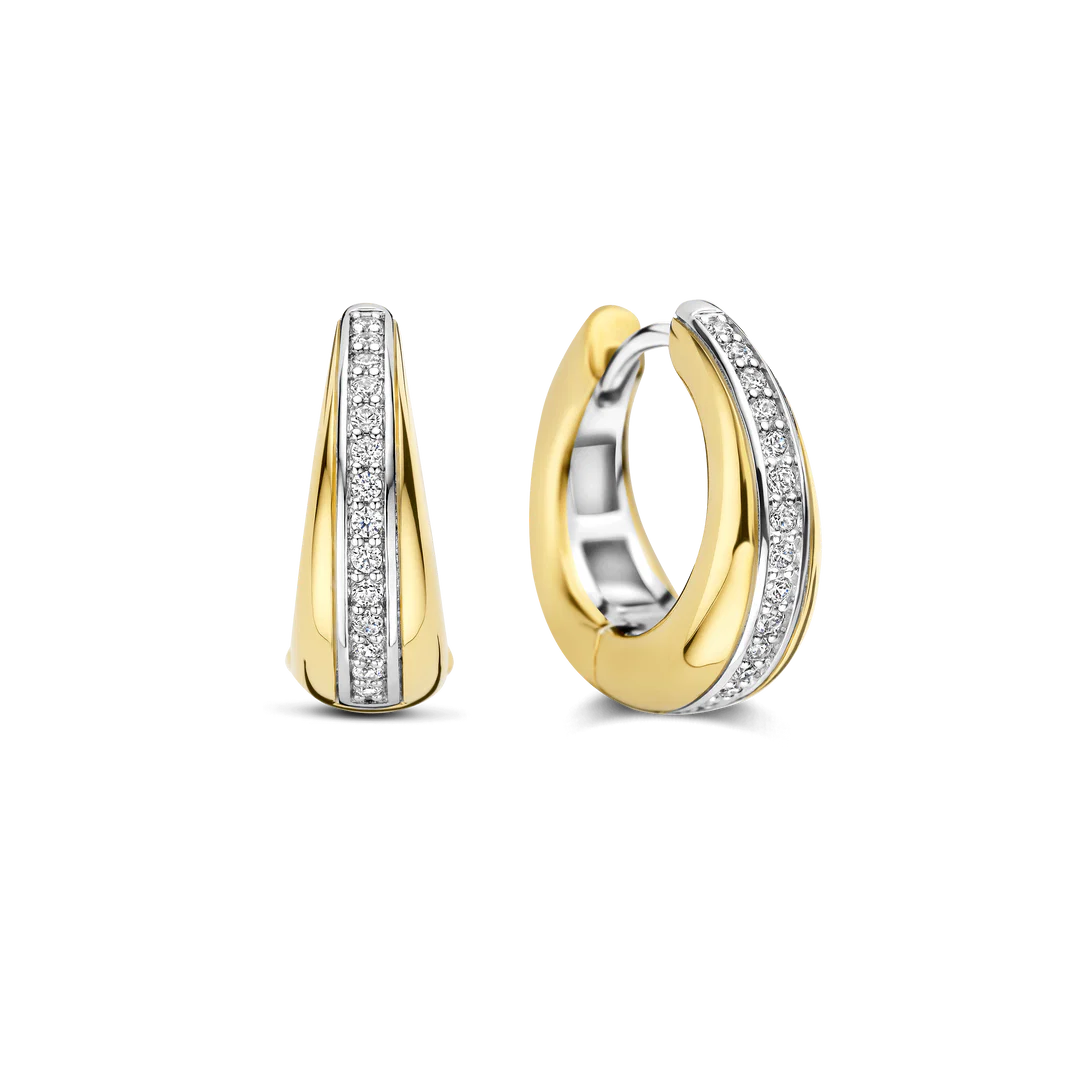 Boucles d'oreilles créoles TI SENTO - Argent bicolore doré, zircons (78049ZY)