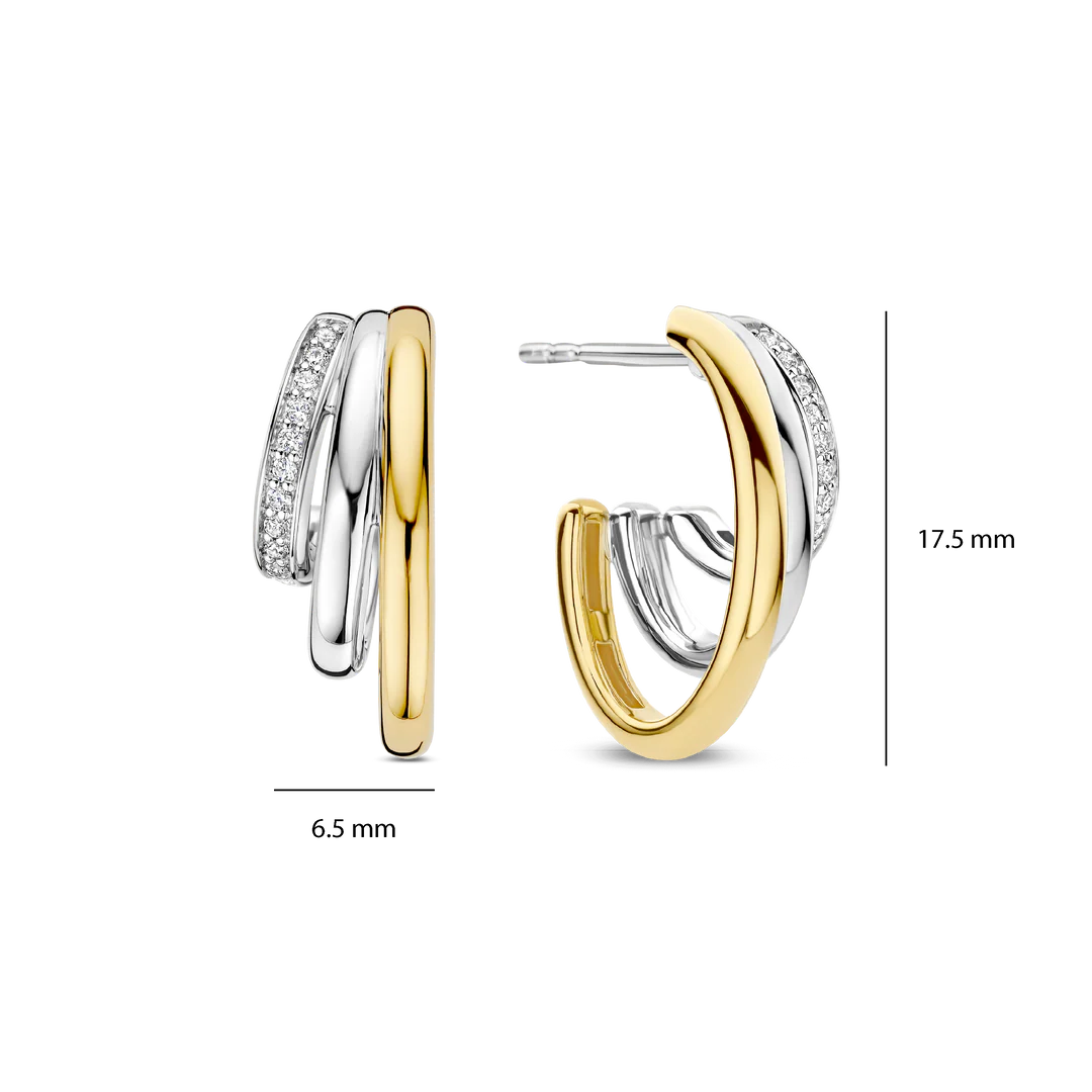 Boucles d'oreilles TI SENTO - Argent bicolore doré, zircons (78068ZY)