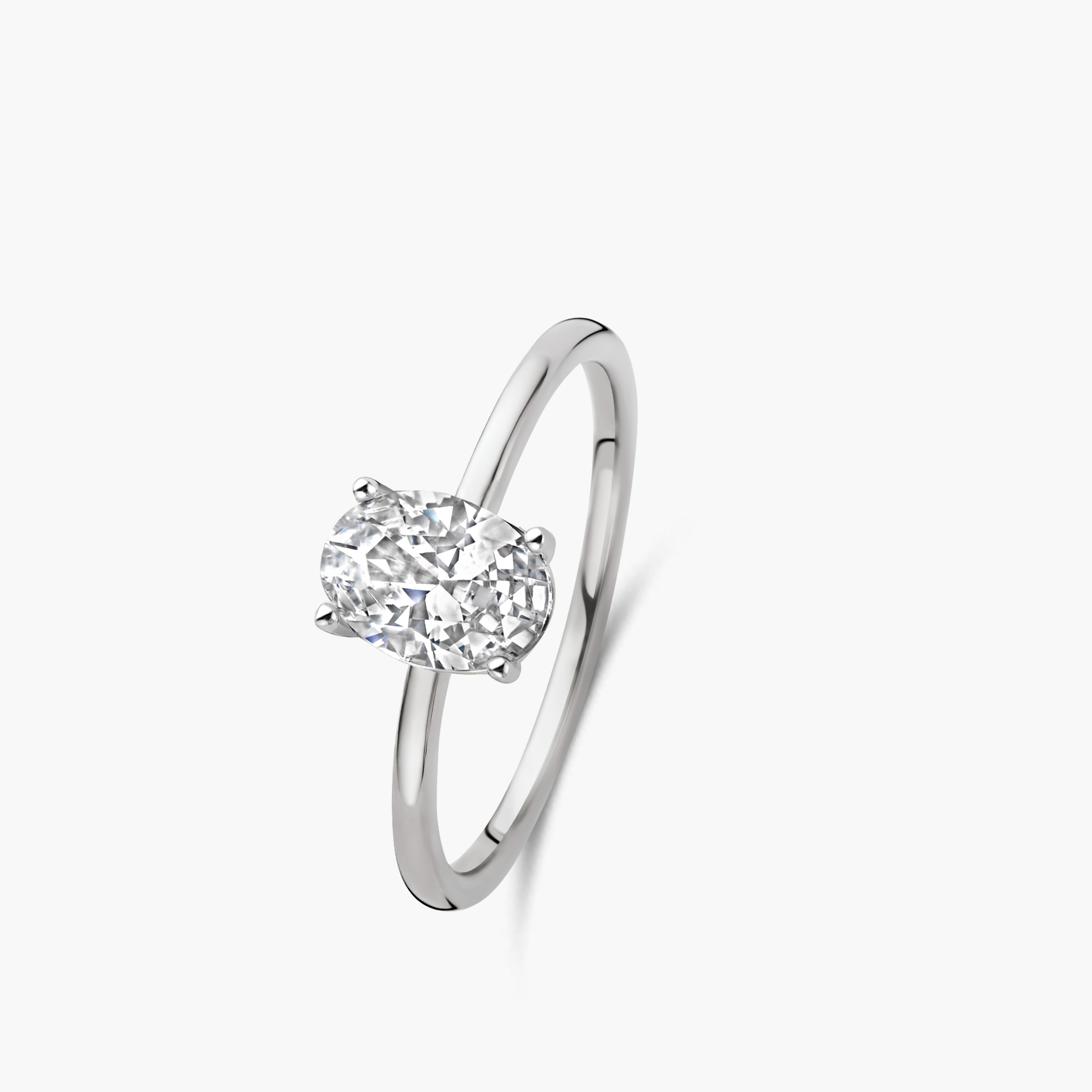 Bague solitaire ovale - Or Blanc, Diamants de Laboratoire (91WX75$)
