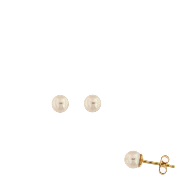 Boucles d'oreilles contre l'oreille - Or Jaune et Perle (930355P)
