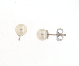 Boucles d'oreilles contre l'oreille - Or Blanc et Perle (93B765P)
