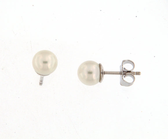 Boucles d'oreilles contre l'oreille - Or Blanc et Perle (93B765P)
