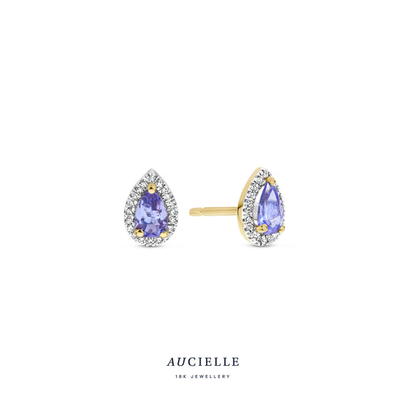 Aucielle - Boucles d'oreilles - Or Jaune, Tanzanite et Diamant (AE0069D)