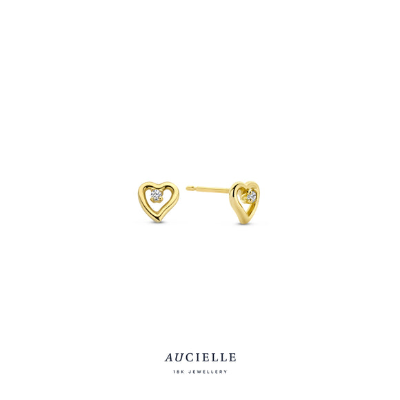 Aucielle - Boucles d'oreilles - Cœur Or Jaune et Zircons (AE0075C)