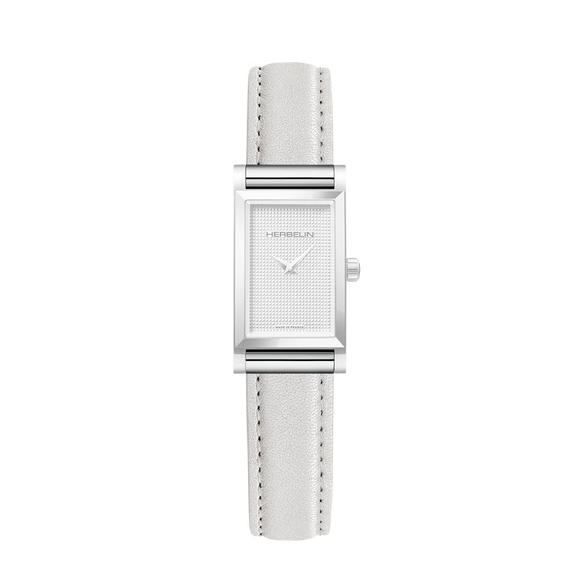 Bracelet montre Antarès Herbelin - Cuir simple blanc émail (BRAC17048A37)