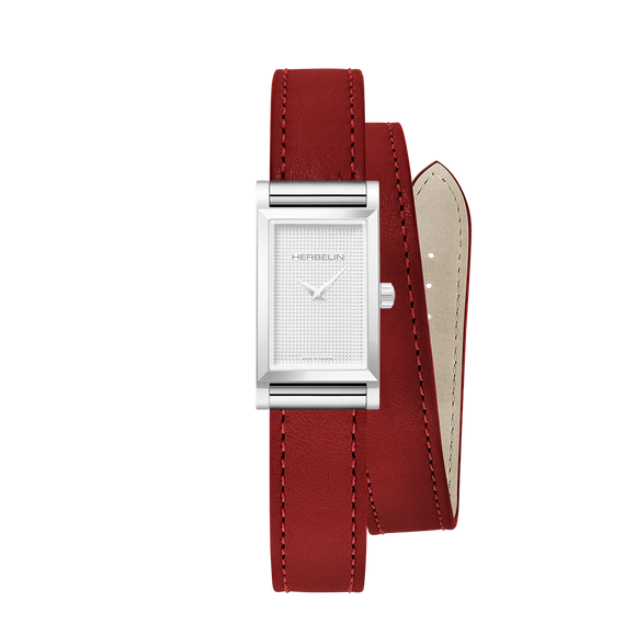 Bracelet montre Antarès Herbelin - Cuir double rouge piment (BRAC17048A61)