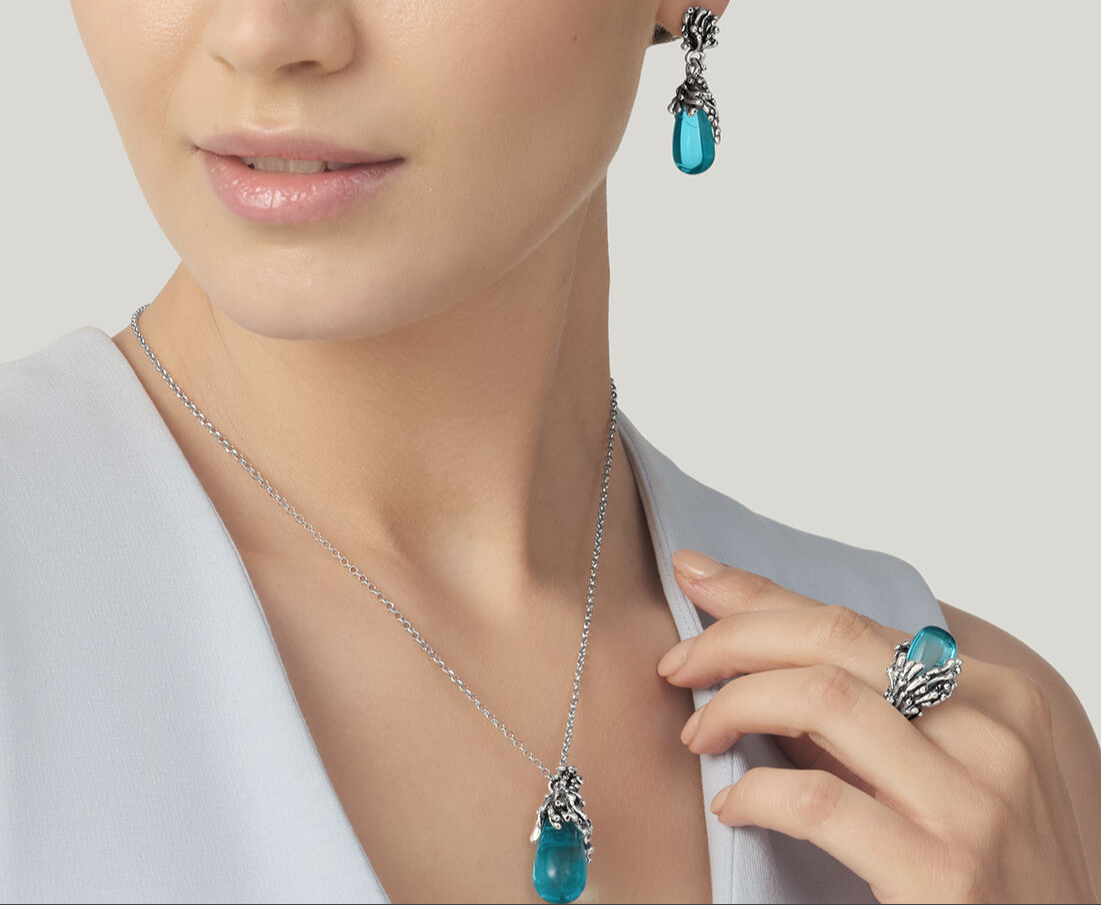 Collier Giovanni Raspini - Sea Drop, Argent et Cristal (12412)