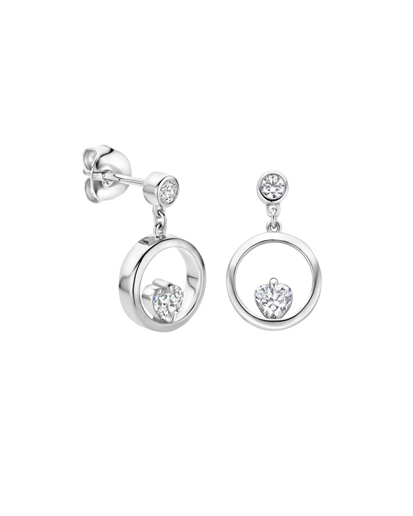 Boucles d'oreilles FJF - Icon Heart II, Argent et Zircons (FJF0030020SW)