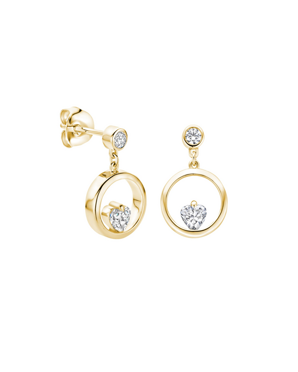 Boucles d'oreilles FJF -  Icon Heart II, Plaqué or et Zircons (FJF0030020Y)