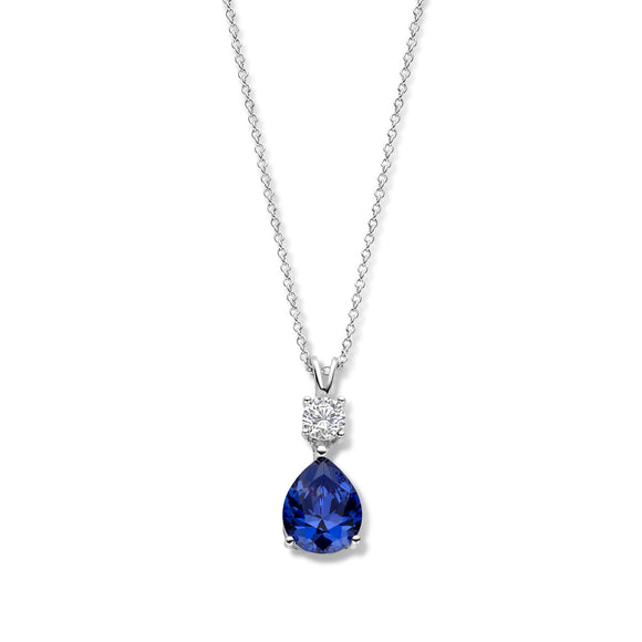 Collier Naiomy - Argent et zircons bleu (N3A56)