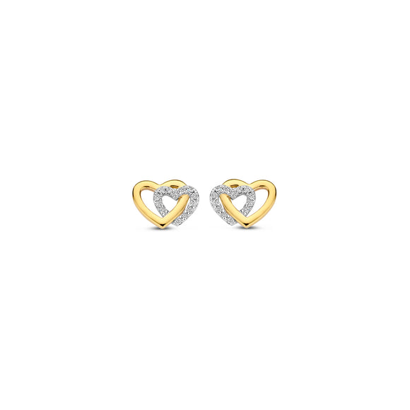 Boucles d'oreilles Cœur Naiomy - Plaqué or et zircons (N4N56)