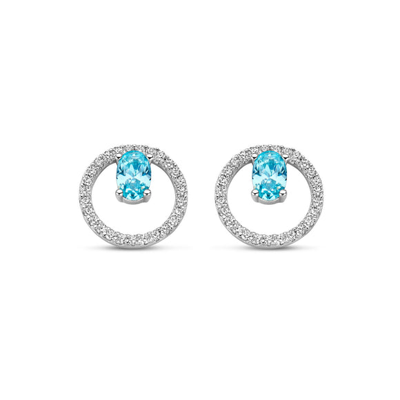 Boucles d'oreilles Naiomy - Argent et zircon bleu (N4V53)