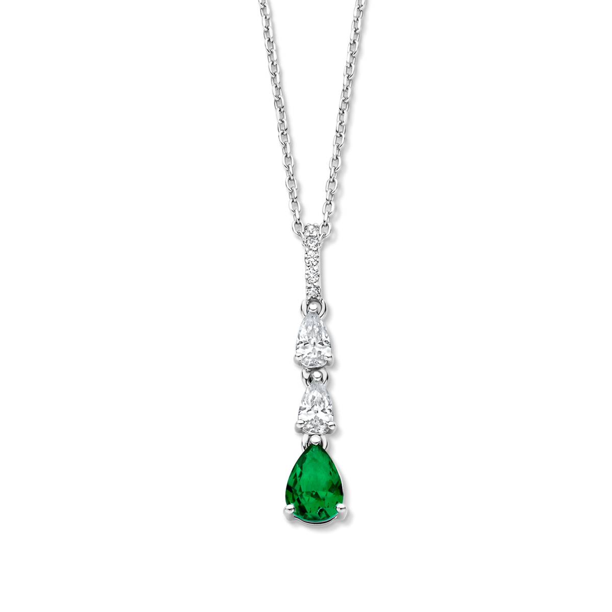Collier Naiomy - Argent et zircons vert (N5L52)