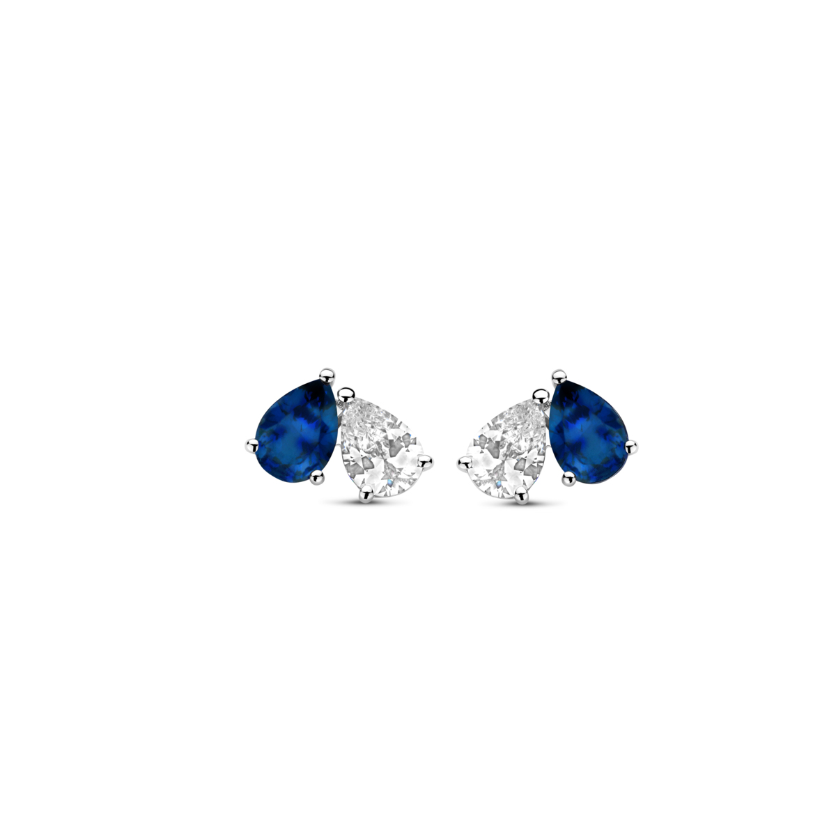 Boucles d'oreilles Naiomy - Argent et zircons bleus (N5L57)