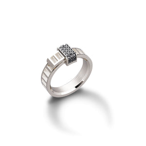 Bague Unknow Brand - Bind me, Argent et Diamants noirs (BMAG32)