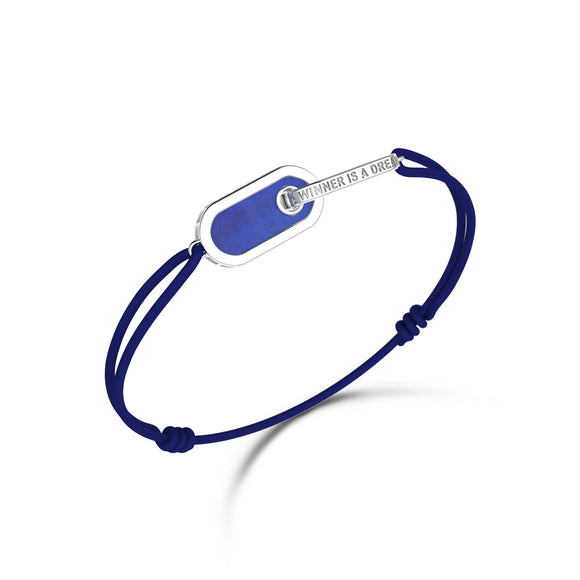 Bracelet Unknow Brand - Dreamer Argent et Lapis Lazuli, cordon (DCAG1L)