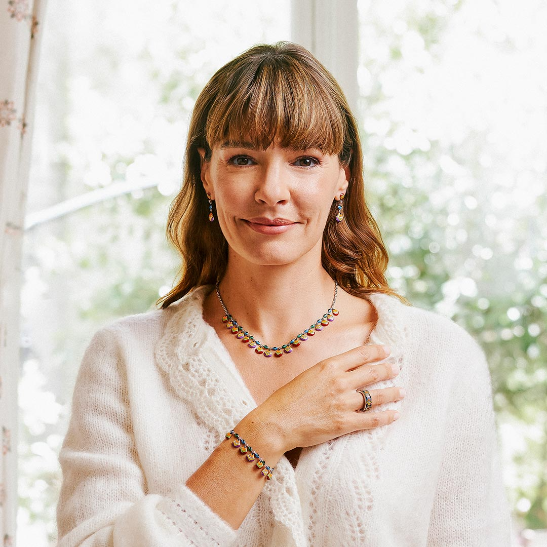 Collier UNASTORIA - Paon, Argent et Zircons (CL121230)