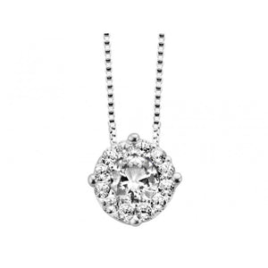 Collier solitaire - Or Blanc, Zircon (CO1275WZ)