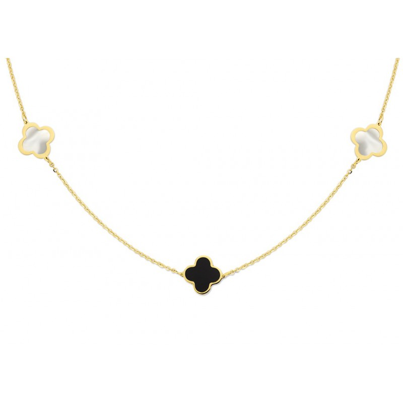Collier avec motif - Or Jaune, Onyx et Nacre (CO1651G60)