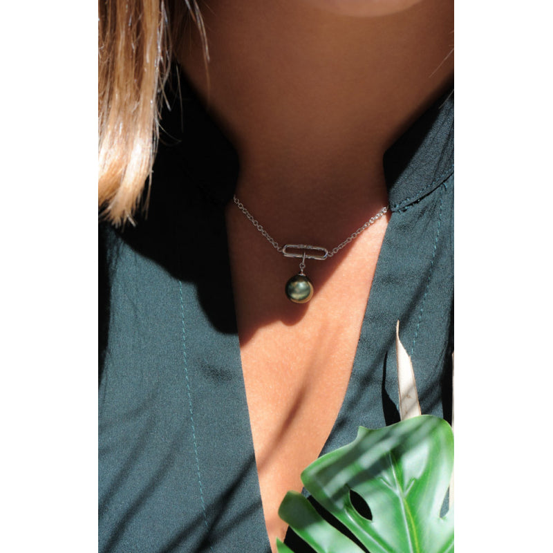 Collier IZA-B - Archipel, Argent, Diamants et Perles de Tahiti (FEZ18N008HP)