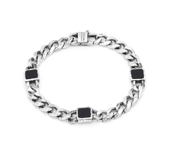 Bracelet Giovanni Raspini - Maille Gourmette, Argent et Onyx (11337)