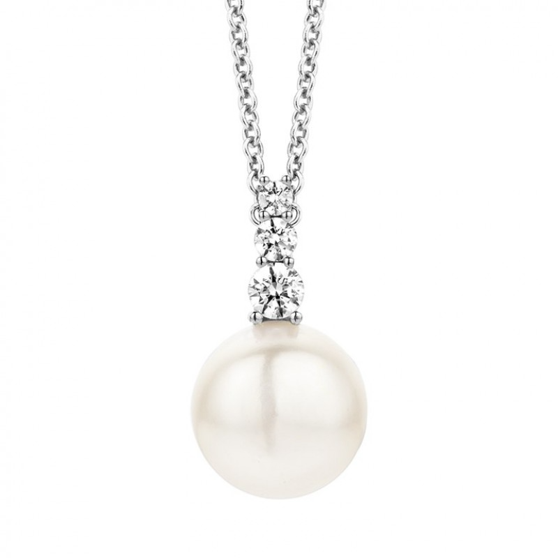 Pendentif perle - Or Blanc, Perle et Zircons (GH1919WZ)