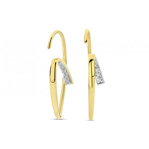 Boucles d'oreilles - Or Jaune et Blanc, Diamants (GO3088)