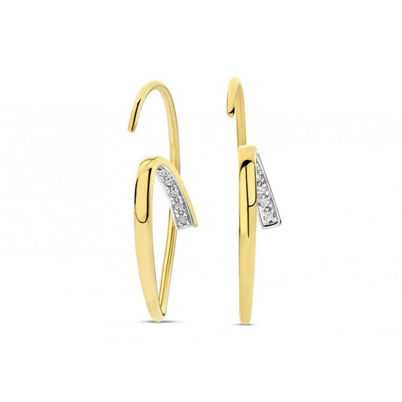 Boucles d'oreilles - Or Jaune et Blanc, Diamants (GO3088)