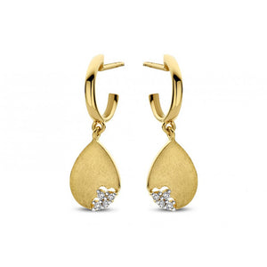 Boucles d'oreilles pendantes - Or Jaune et Blanc, Diamants (GO3545BB)