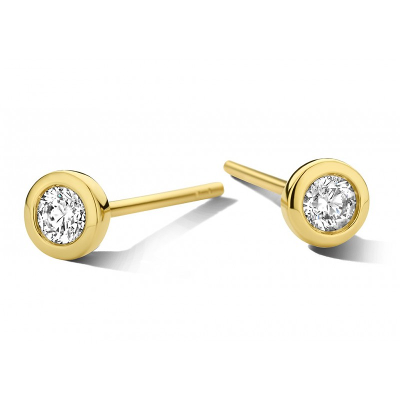 Boucles d'oreilles sertis clos - Or Jaune, Diamants (GO3590GB20)