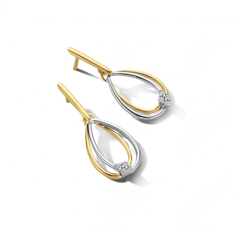 Boucles d'oreilles - Or Jaune et blanc, Diamants (GO3737BB)