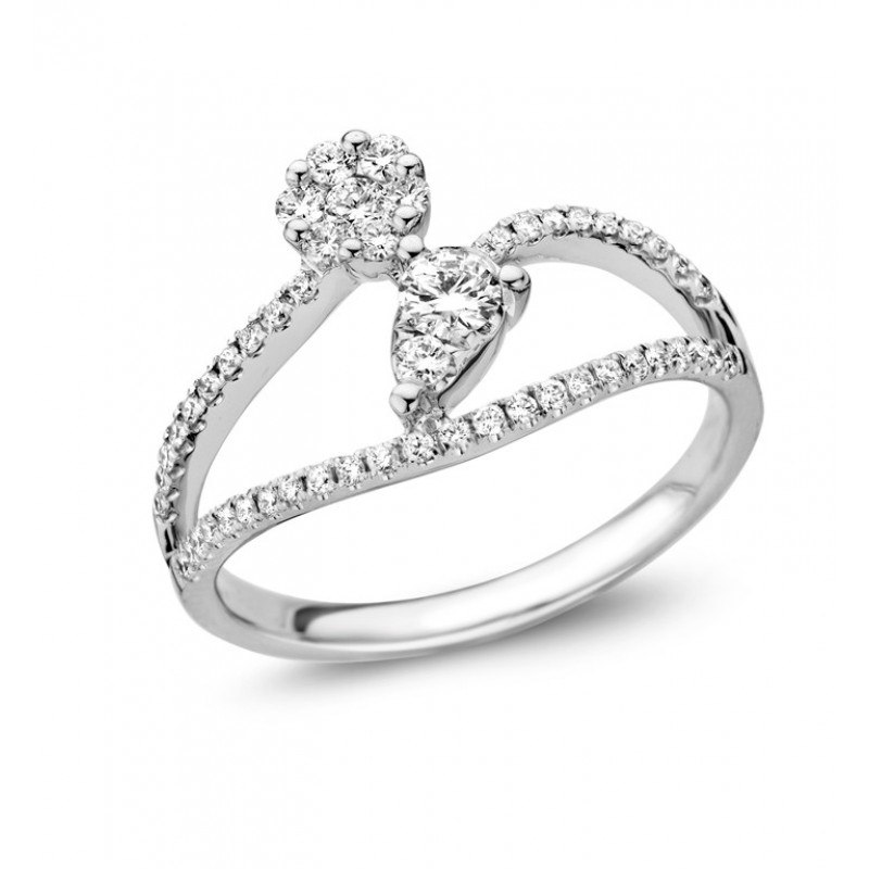 Bague avec motif - Or Blanc, Diamants (GR3914WB)