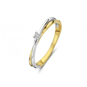 Bague solitaire - Or Jaune et blanc, Diamants (GR4760BB)