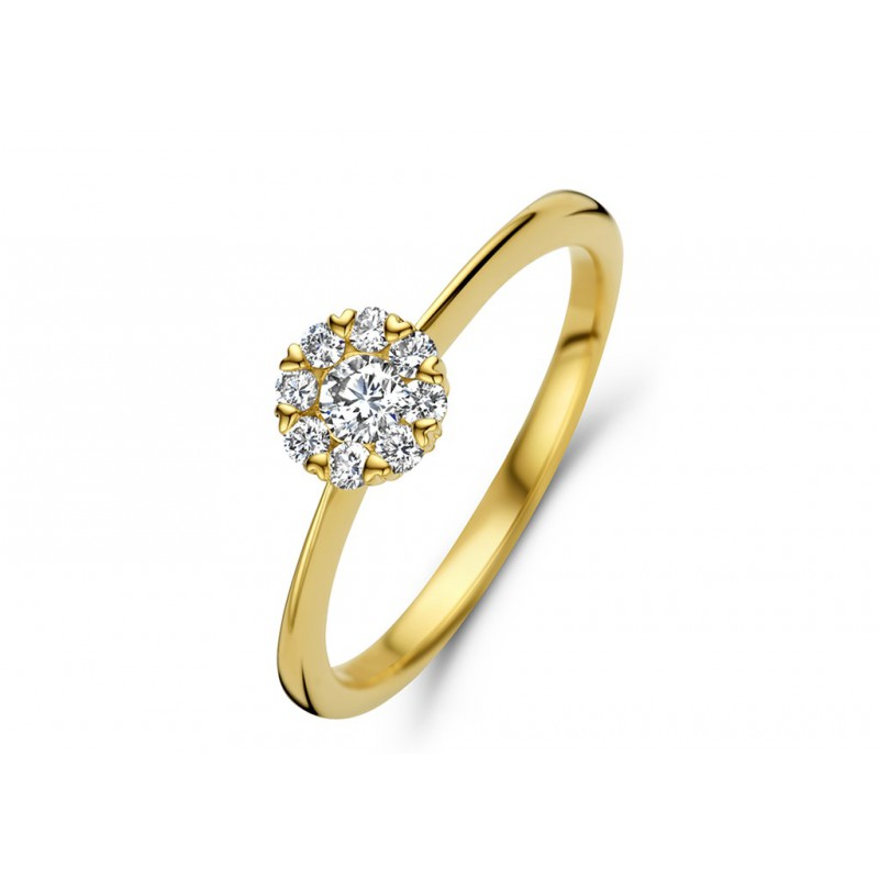 Bague avec sertis cœur - Or Jaune et Diamants (GR4787GB)